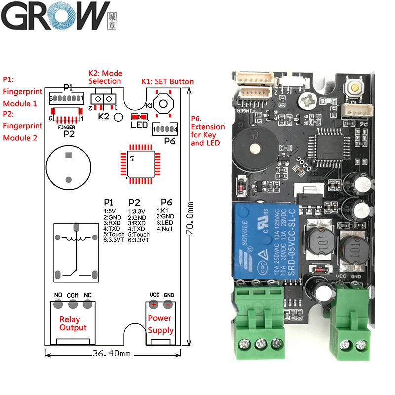 GROW K215-V1.2 контроль доступа отпечатков пальцев Дверной замок для автомобиля батареи автомобиля велосипед