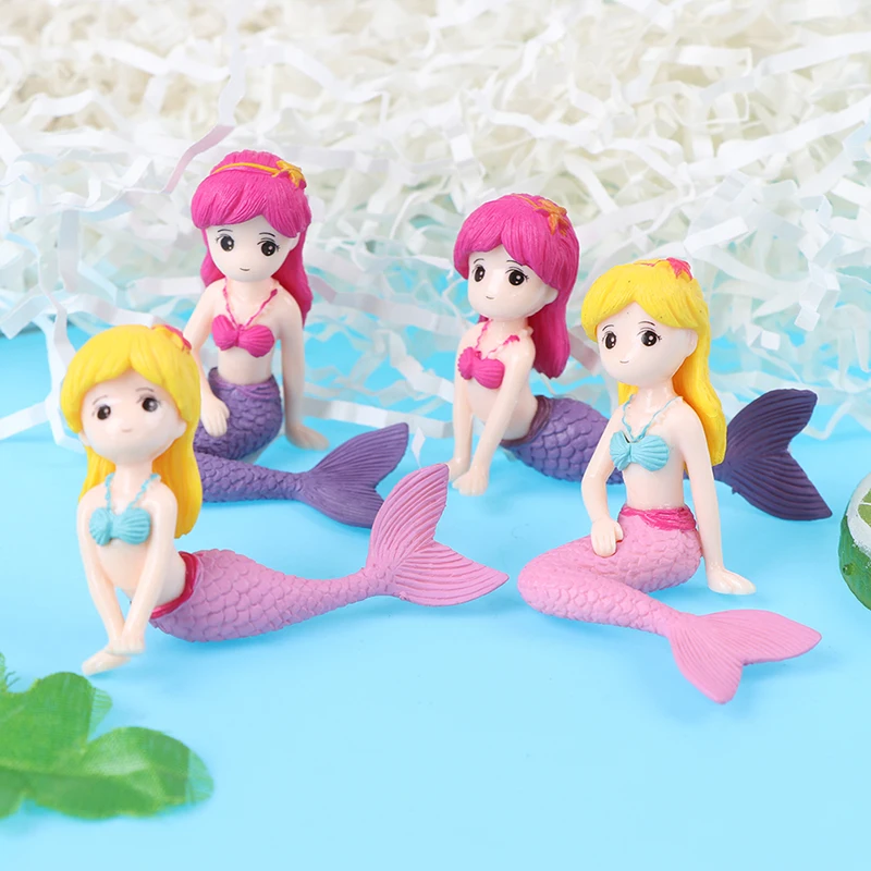 

4 шт. кукольный домик Русалка Статуэтки, украшение микро пейзажная игрушка торт Цветущий сад куклы-принцессы игрушки для девочек Подарки до...