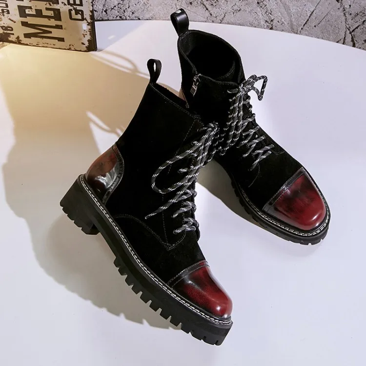 Ботильоны в британском стиле ретро женские ботинки на платформе коллекция 2019