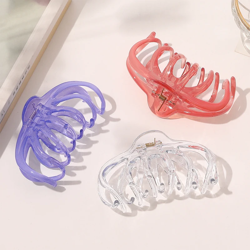 

1PCS New Cute Big Solid Color Geometric Acrylic Hairpins Hair Clip Crab For Women Girl Clamp Hair Accessorie Headwear Gift