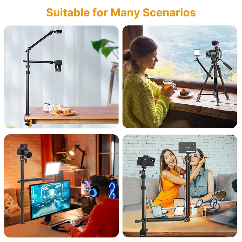 VIJIM LS04 Boom Arm Pipe Clamp Two-stage Extension Desk Mount Bracket Light Stand with 1/4 for Mic DSLR Camera Video Lights | Электроника