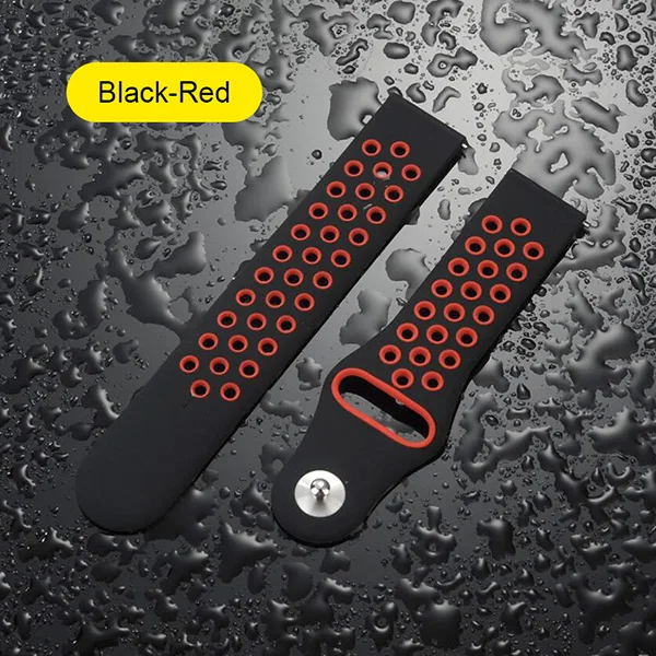 Black Red UEBN 20 мм силиконовый сменный дышащий ремешок для часов xiaomi Huami ремень Amazfit GTS/GTR 42 мм/Bip спортивные наручные часы - Цвет ремешка: Black Red