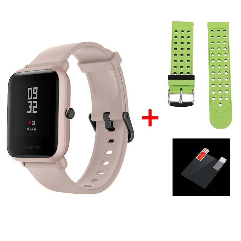 pink and green Английская версия Huami Смарт-часы Amazfit Bip Lite 45 дней Срок службы батареи 3ATM сердечный ритм Amazfit Bip Lite Часы Android iOS - Цвет: pink and green
