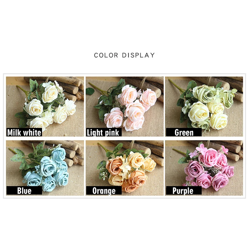 Искусственная Роза искусственный букет из 6 цветов Свадебный Шелковый невесты
