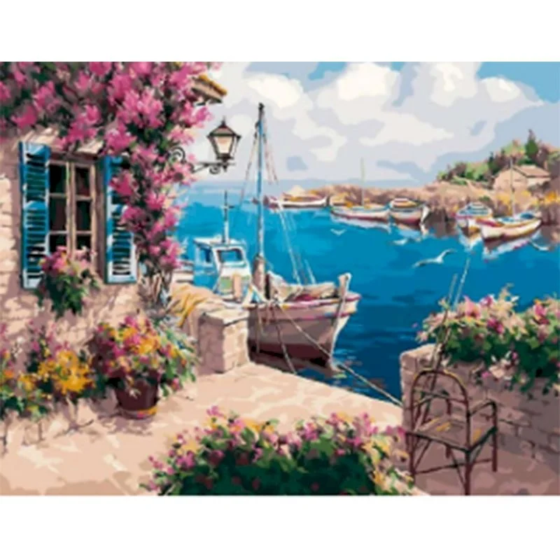 

Gatyztory Seaside Painting By Numbers For Adults Kids Scenery Handpainted Kits Canvas Drawing Acrylic Paints DIY Gift Wall Home