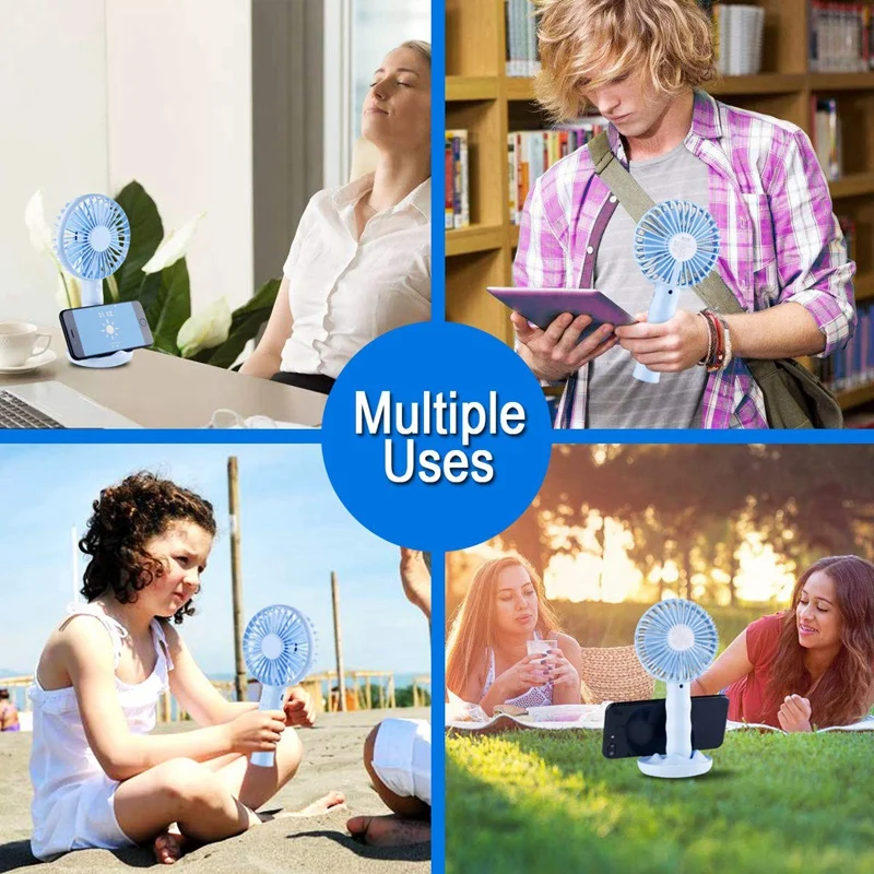 Handheld Fan Small Portable Usb Rechargeable Battery Operated Personal With Base Powerful Airflow For Office Room Outdoo | Бытовая