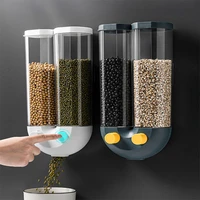 automatic grain storage box cereal dispenser food tank kitchen rice container organizer wall mounted plastic storage cans tools
