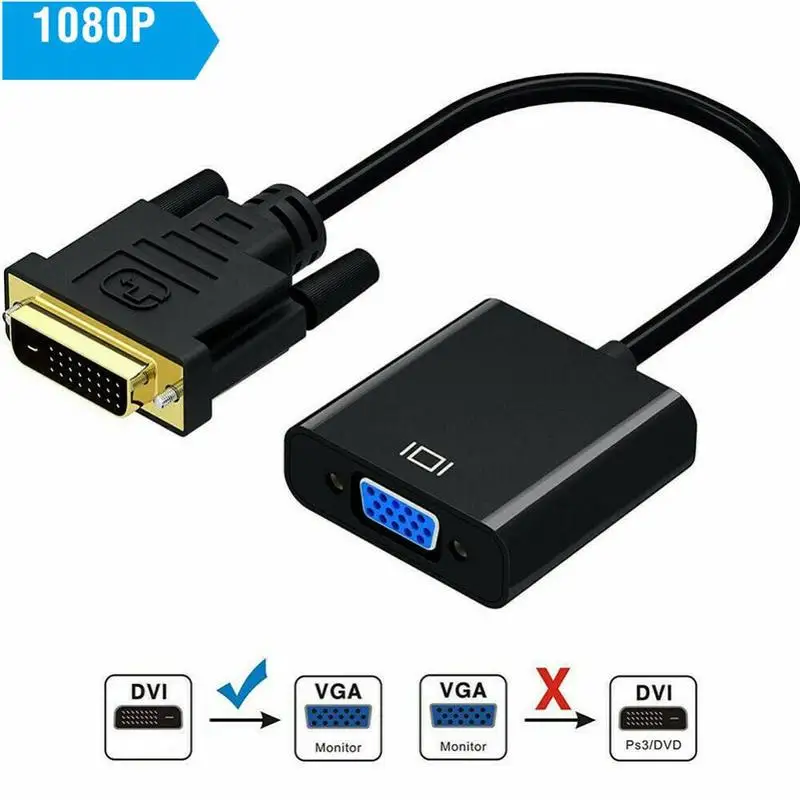 1080P HD DVI D к VGA адаптер 24 + 1 25Pin папа 15Pin Женский кабель конвертер для ПК HDTV монитор