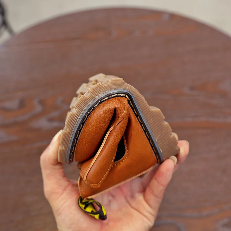 Детские повседневные Водонепроницаемые кожаные ботильоны модные зимние ботинки