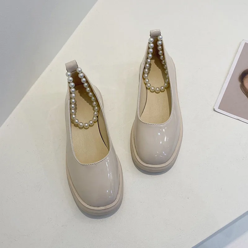

Shoes Woman Flats All-Match Oxfords Round Toe Casual Female Sneakers Shallow Mouth Dress Leather Retro New Summer Buckle Strap M
