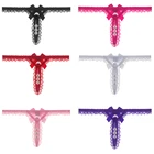 Сексуальные женские трусики с бантом, стринги с жемчугом, женское нижнее белье, кружевные дышащие женские трусики с низкой талией, женские трусики