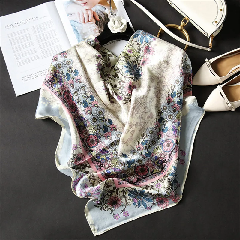 Женский квадратный шарф из натурального шелка 100% см |