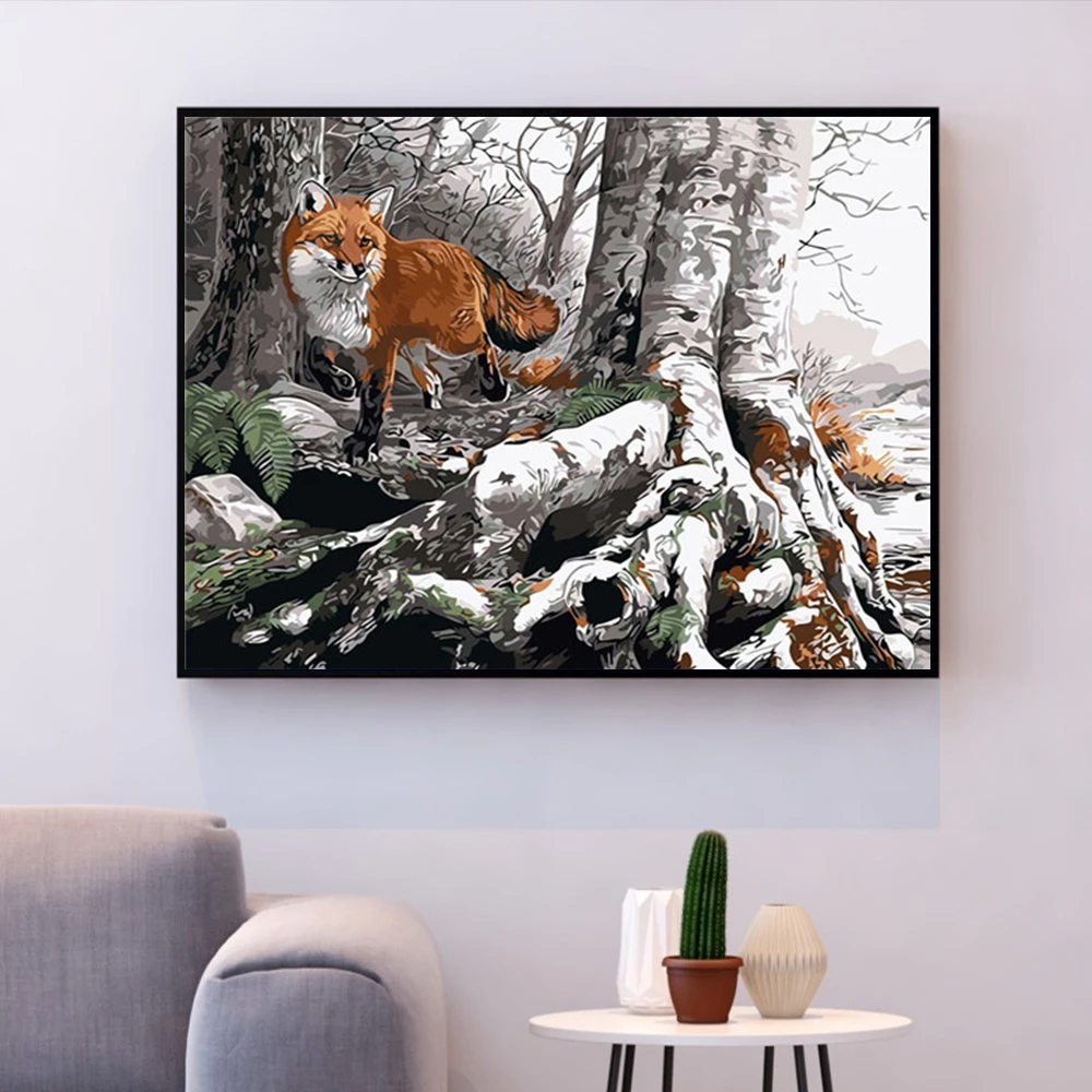 HUACAN Pictures By Numbers Fox Animal Kits Drawing Canvas Hand Painted DIY Painting Coloring Art Home Decor | Дом и сад