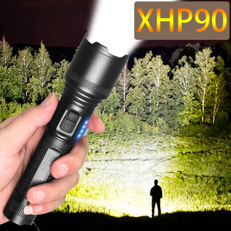 Супер яркая светодиодная вспышка XHP90 с механическим зумом перезаряжаемый от USB