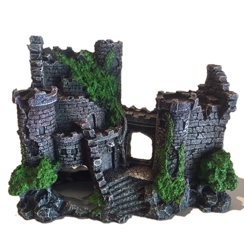 Полимерный Искусственный аквариум украшение для древнего замка скала пещера