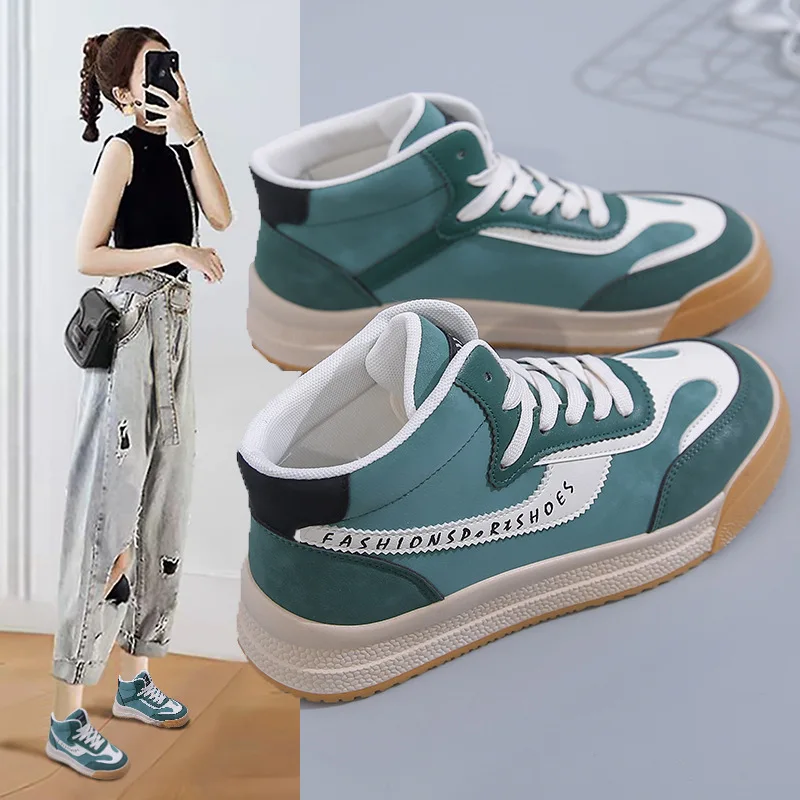 

Модные Повседневные туфли, новинка осень-зима 2022, дышащие кожаные кроссовки с высоким верхом, Корейская версия дикой природы