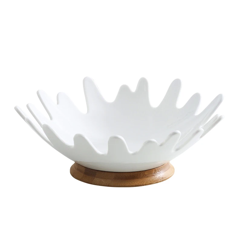

Simple ceramic fruit plate household fruit basket snack storage bowl creative living room coffee table high plate WF531957