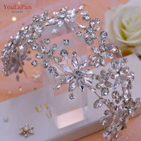 youlapan hp402 silver bridal headband rhinestone tiara and crown flower bride hair accessories for woman headdress wedding crown