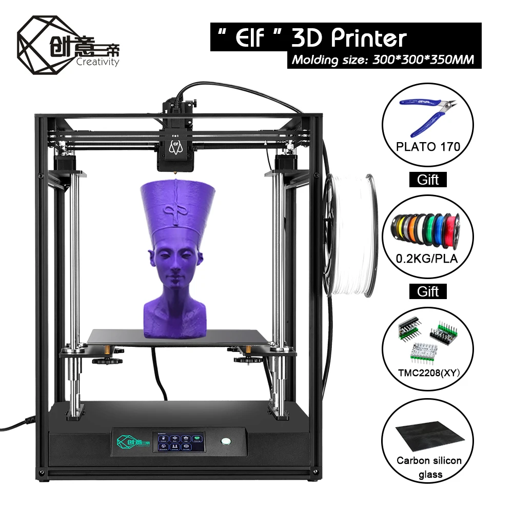 3D принтер Creativity ELF Corexy с двумя вертикальными осями высокоточный алюминиевый