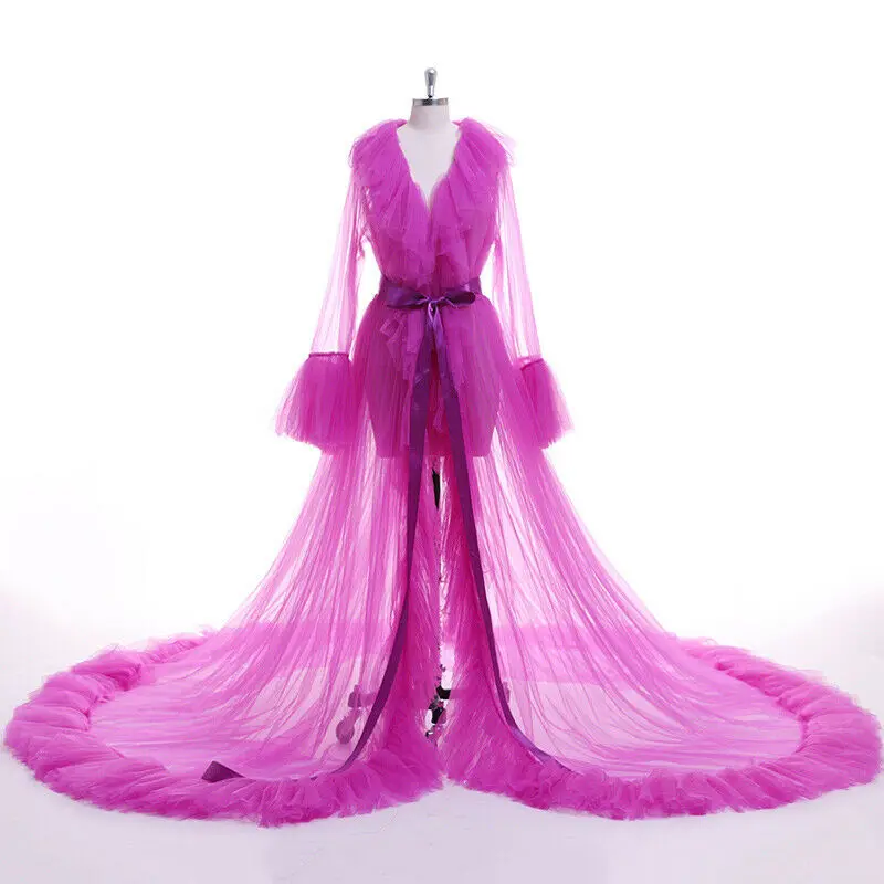 

2020 Women Sexy Long Lace Dress Sheer Gown See Through Kimono Robe Sleepwear