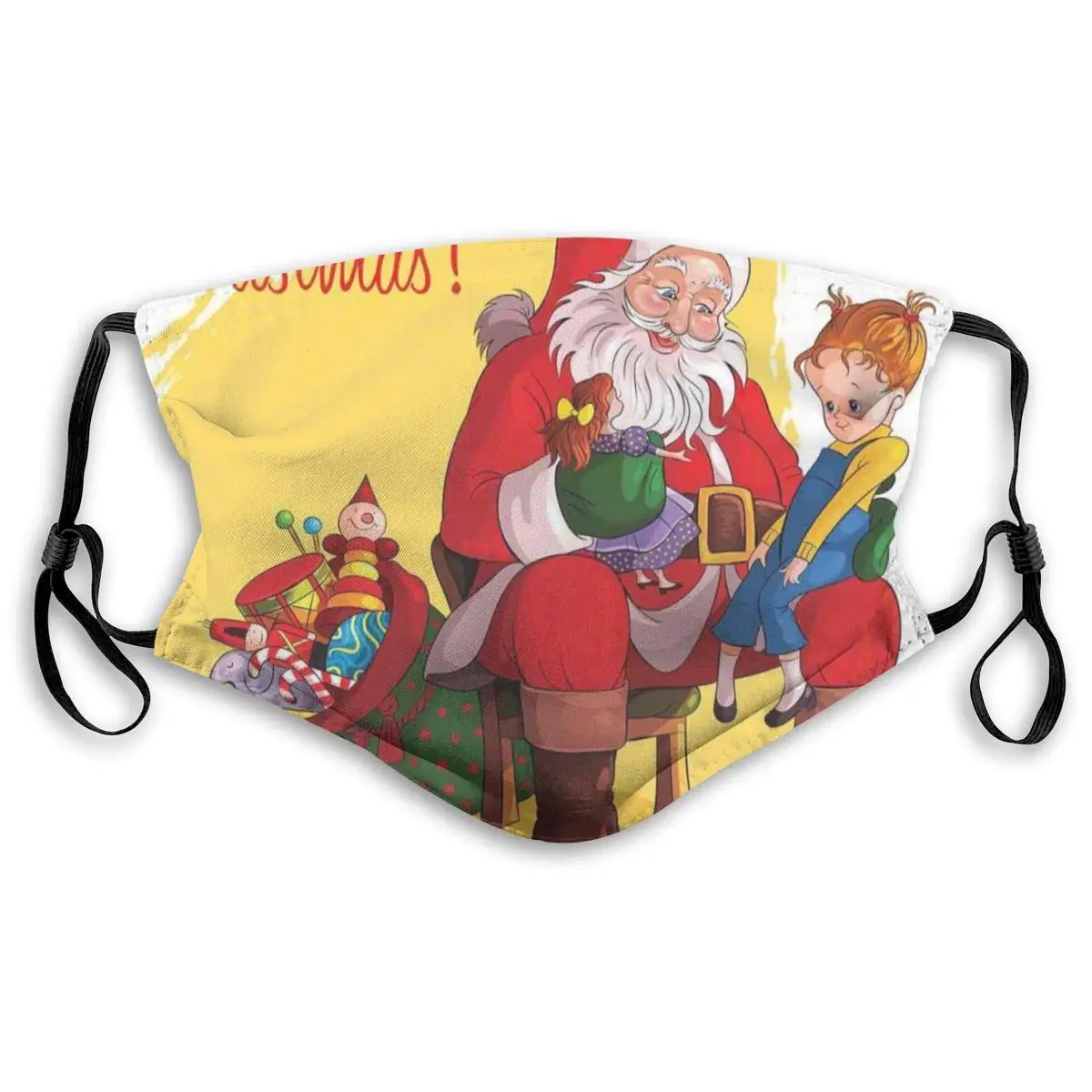 

Mouth Mask,Sanitary Mask,Protection From Dust, Ash,Pollen Face Masks Little Child Sitting On Santa Knee With Gifts Doll And Toy