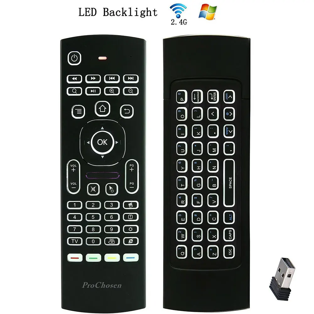 Беспроводная клавиатура с подсветкой и пультом дистанционного управления 2 4G для