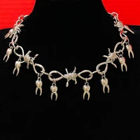 punk spike chunky tooth rotten fairy barbed wire choker necklace gift for best friends wholesale jewelry