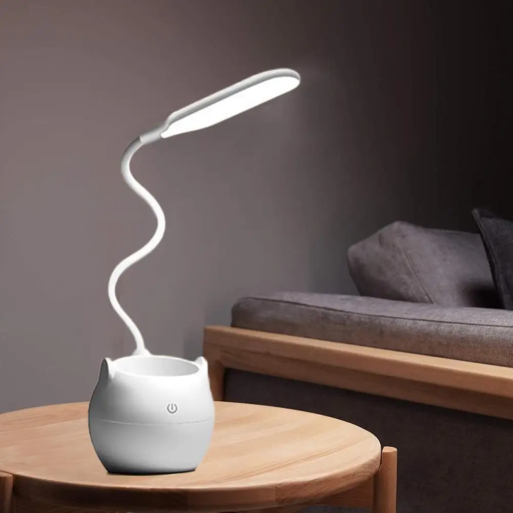 

White USB Rechargeable Desk Lamp Eye Protection Learning Children Bedroom Table Bedside Lamp