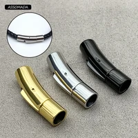 stainless steel curved bayonet clasp for bracelte fastener pushlock lace buckle leather clasps jewelry making accessories