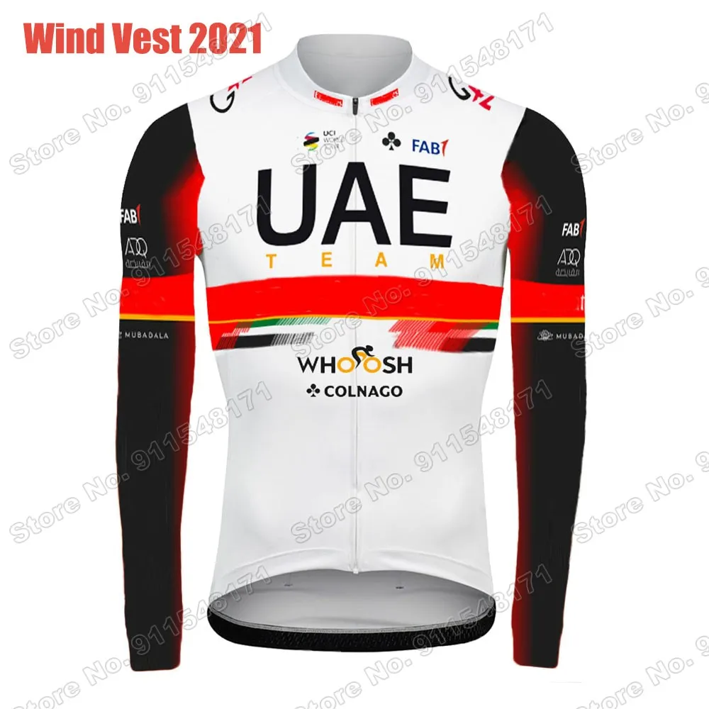 

UAE Team Wind Vest 2021 Cycling Jacket Windproof Road Cycling Jerseys Long Sleeve Coat Windstopper MTB Maillot Cyclisme