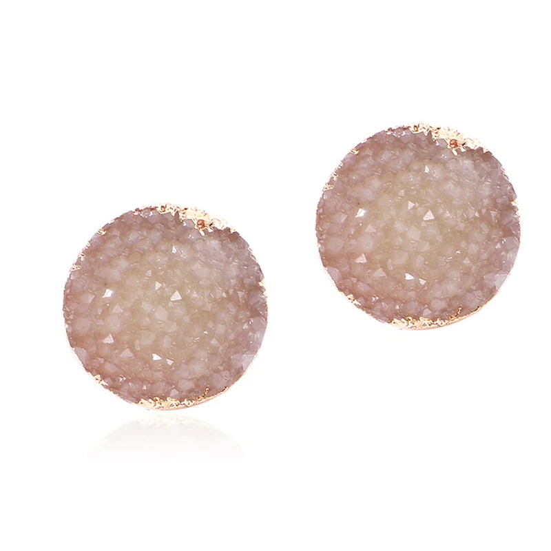 Badu круглые серьги гвоздики для девочек геометрические с кристаллами в виде рок