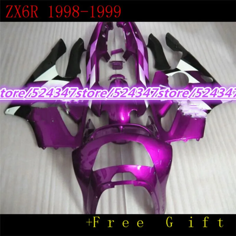 

Full Fairings For Kawasaki ZX6R 636 Ninja Year 1998 1999 ZX-6R 98 99 ABS Plastic Motorcycle Bodywork Glossy Purple Black