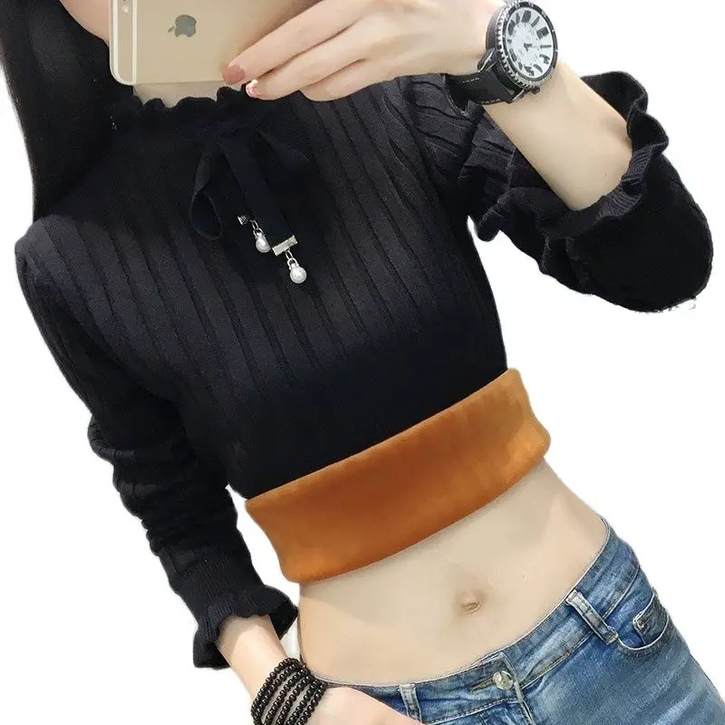 Утепленные свитера женская одежда Новинка осени и зимы 2021 Модная вязаная нижняя
