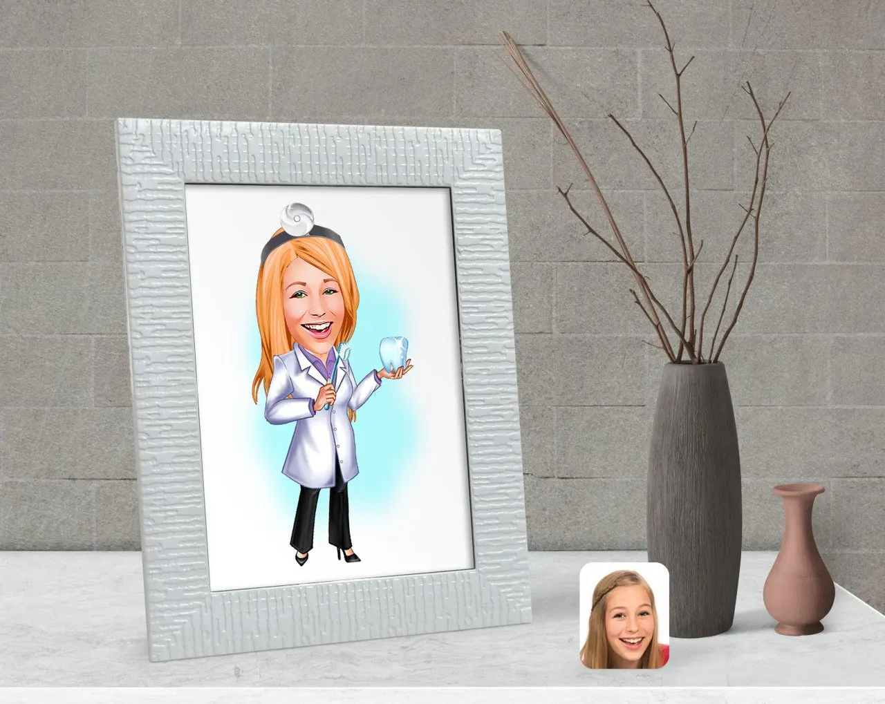 

Персонализированный женский стоматологический карикатура декоративного Çerçeve-1