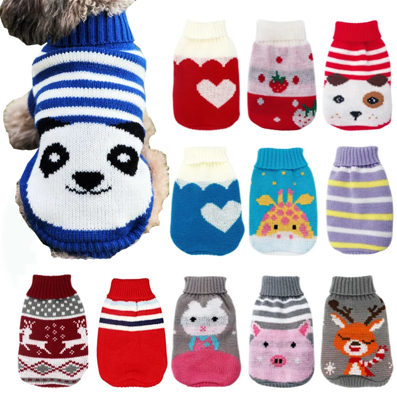 

Dog jacket knit sweater winter warm fashion animal print cartoon puppy dog clothes cat clothes chihuahua bulldog