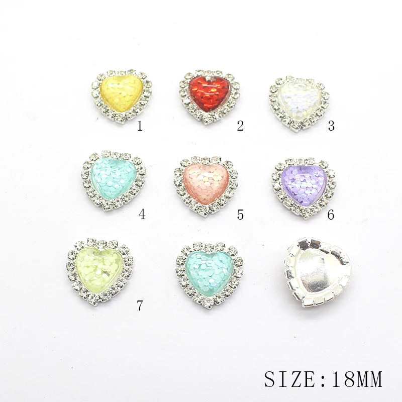 

10 pieces/batch 18MM pearl wedding rhinestone peach heart buttons, DIY hair accessories decorative buttons
