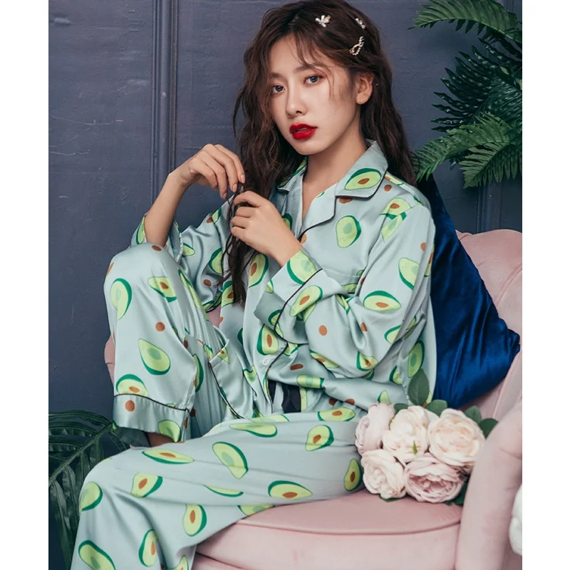 Осенняя женская пижама Smmoloa с длинным рукавом из натурального шелка | Женская