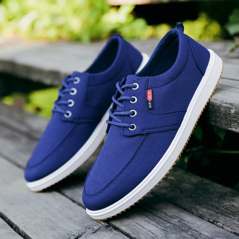

2021 Spring and Autumn Canvas Shoes Men's Low-Top Comfortable Lace-up Skate Shoes Men's Soft Bottom Non-Slip Wear-Resistant