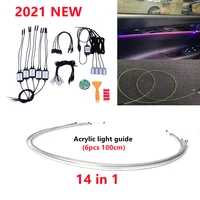 14 in 1 rgb led atmosphere car light interior ambient light acrylic fiber optic strips light by app control diy music car lights