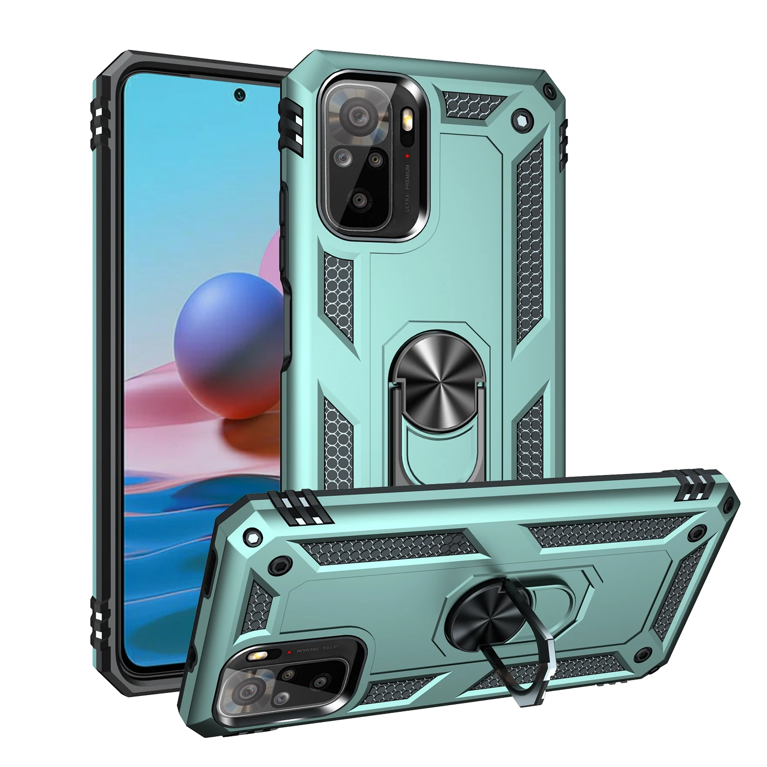 

Phone Case For Xiaomi Redmi Poco M3 Note 8 10 10S 2021 Pro 5G Max Luxury Shockproof Armor With Ring Bracket Car Magnetic Cover