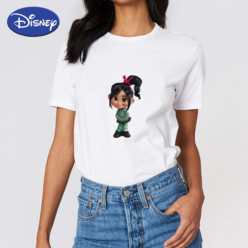 

Disney Classic Animation T-shirt Women Kawaii Vanellope Naughty Girls Aesthetic Clothes Short Sleeve Summer 2021 Chile Dropship