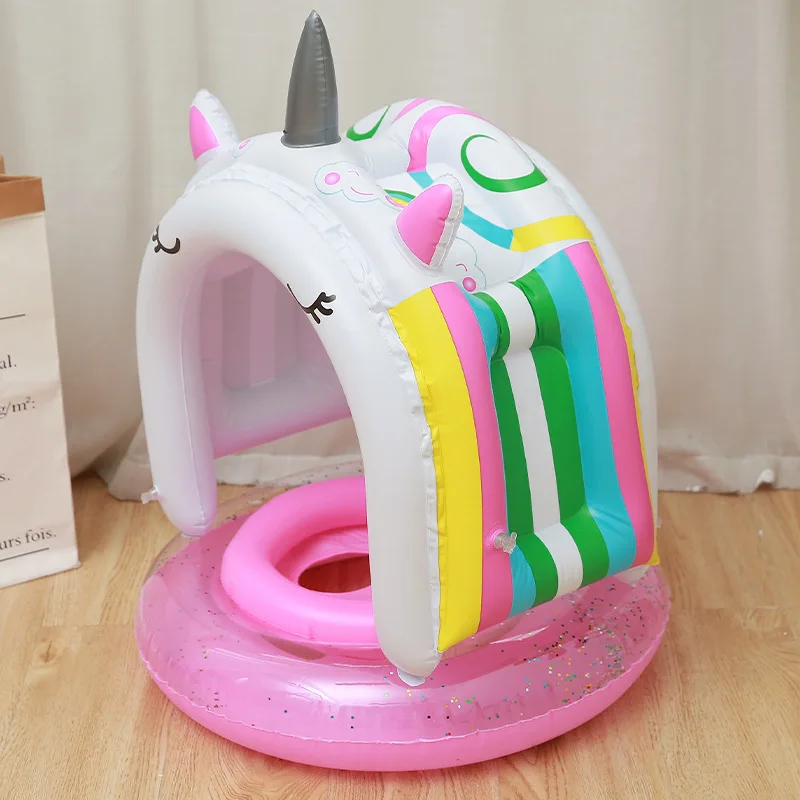 Симпатичное детское надувное кольцо в виде единорога плавающее для плавания