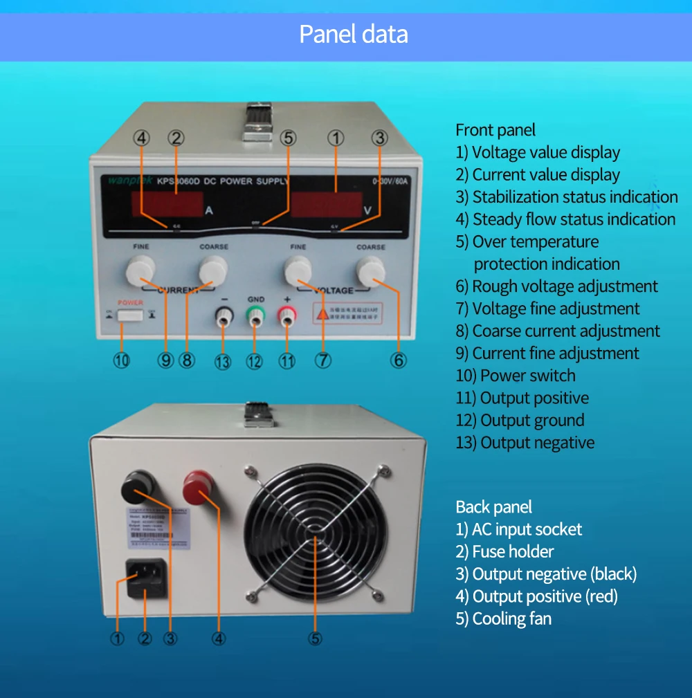 

KPS3040D High precision High Power Adjustable LED Dual Display Switching DC power supply 220V EU 30V/40A