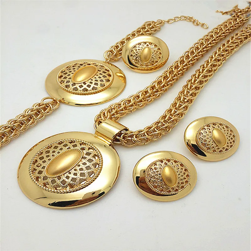 

Crystal Bridal Jewelry Sets Gold Color Necklace Wedding Engagement Jewelry Sets for Women African Beads Jewelry Sets