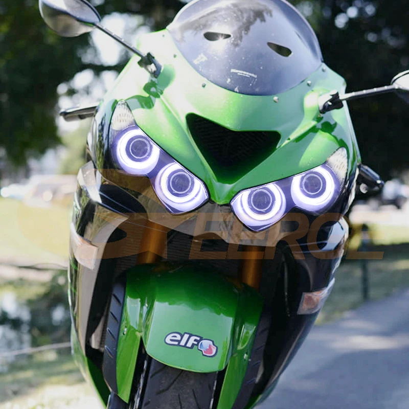Для Kawasaki NINJA ZX14R ZZR1400 2012 2018 отличный ультра яркий COB led angel eyes kit halo rings|Фара для авто в