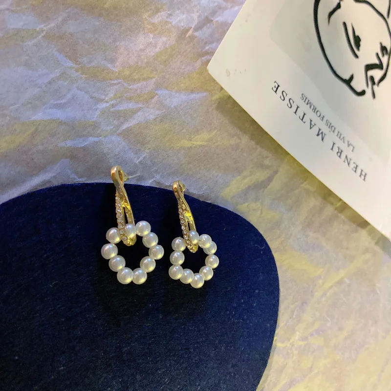 

S925 Silver Needle Japanese and Korean Fashion Rhinestone Pearl Women's Earrings Sweet and Elegant Wedding Earrings Jewelry