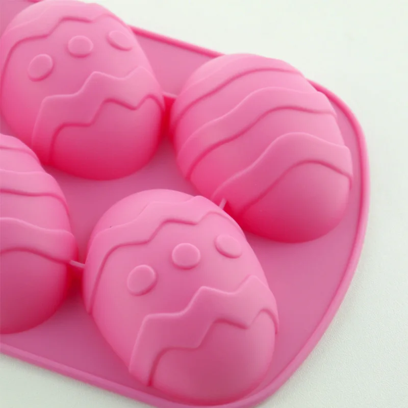 

1pc 3D Cake Mold Pan Ice Maker Mould Cookie Muffin Chocolate Baking Tools Silicone Egg Shaped 6 Cavity Easter Baking Mold
