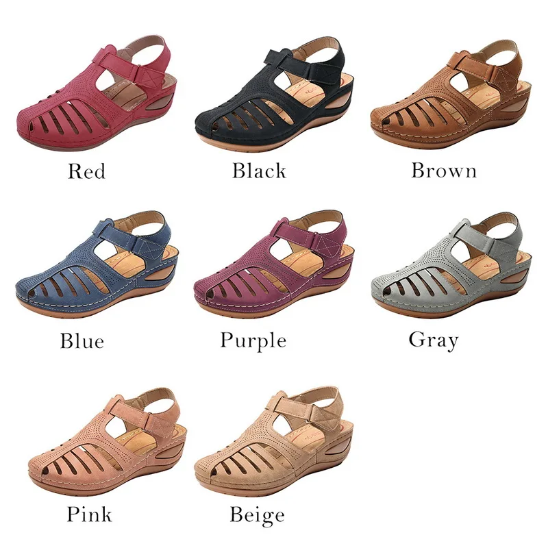 2020 New Summer Women's Sandals Shoes Girls Comfortable Ankle Hollow Round Toe Female Soft Beach Sole Plus Size 46 | Обувь