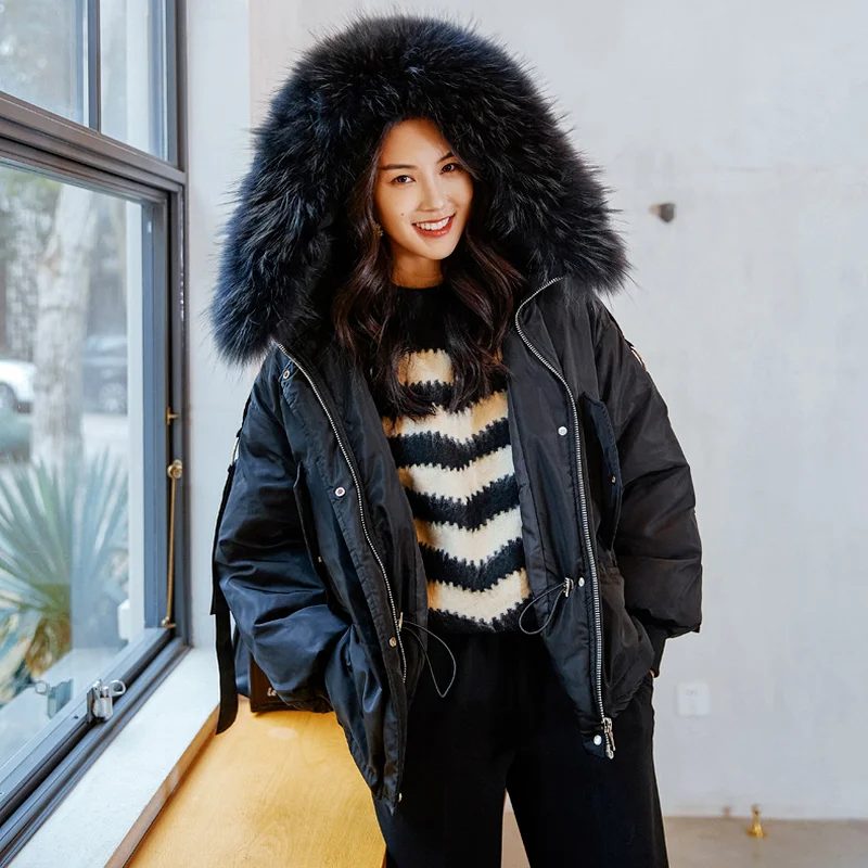 

2021 свободные размера плюс одноцветная зимняя куртка женская элегантная теплая Винтажная обувь большая парка с меховым воротником женские ...