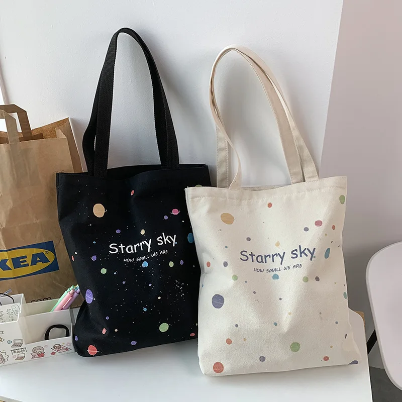 

Ladies Shopping Bag All-match Letter Series Handbag Foldable Reusable Cloth Shopper Harajuku Style Bag Student Canvas Tote Bag